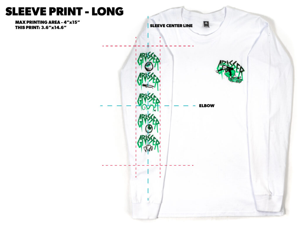 Long Sleeve Sleeve Screen Print Placement